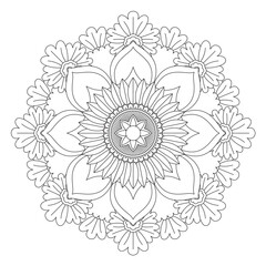 Floral Bohemian Ornament Mandala for all decorations, graphic resources, tailor-made. suitable for coloring books and any design.