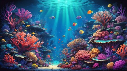 Obraz premium coral reef retro neon