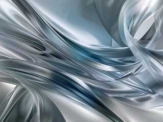 A sleek, modern abstract background with smooth, flowing curves and geometric shapes in shades of silver and blue, creating a sophisticated look.