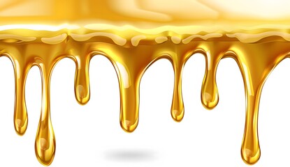 Shiny oil dripping on a white background