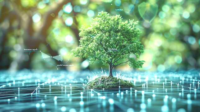 AI systems analyzing environmental data to create solutions for climate change and sustainability.