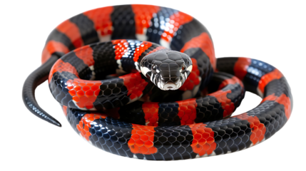 Red and black Milk snake isolated on transparent background