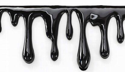 Black oil dripping on white background.