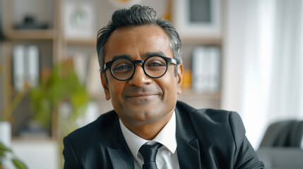 Fototapeta premium senior indian businessman in suit and eye glasses
