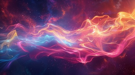 Stunning Abstract Colorful Swirling Waves in Outer Space - Digital Art Illustration