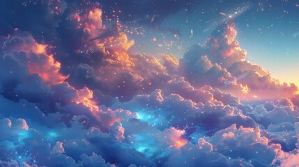 Fototapeta premium Celestial Dreams - Ethereal and calming, with soft instrumentals and a sense of floating among the stars