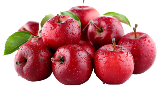 Red delicious apples isolated on transparent background