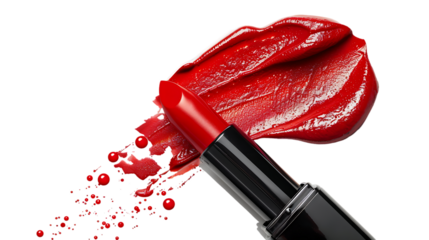 Red lipstick isolated on transparent background 