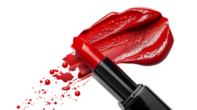 Red lipstick isolated on transparent background - Powered by Adobe