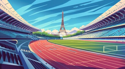 Vector Art Paris Stadium with Eiffel Tower