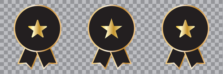 Badge with ribbons icon with number one. Vector illustration isolated on white background. EPS 10.