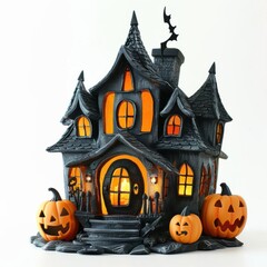 Spooky Halloween night trickortreat on solid white background, single object