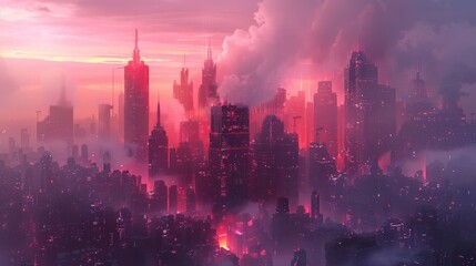 Obraz premium Futuristic Cityscape Sleek and modern, with electronic beats and high-tech metropolis
