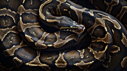 Obraz premium Close-up of a Python's Coiled Body