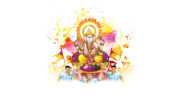 Happy Ganesh chaturthi. Lord Lanesha Greeting for Indian hindu festival.