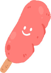 A pink popsicle with a smiley face.