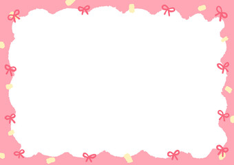 A cute pink frame with bows and hearts.