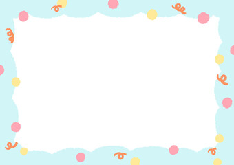 A cute frame decorated with pastel-colored ribbons and polka dots.