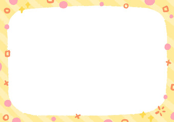 A cute frame decorated with various colorful shapes.