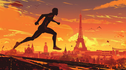 The silhouettes of athletes running highlight the charm of track and field and other related sports