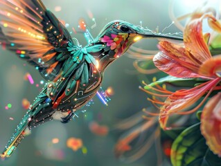 Hummingbird in Flight: A Digital Art Masterpiece