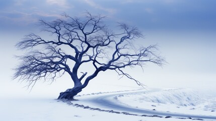 Fototapeta premium a tree in a field with a cloud in the sky 