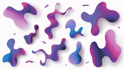 Vector fluid isolated abstract geometric pink and orange gradient shapes for modern website and graphic design on the white background
