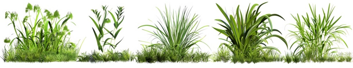 Fototapeta premium Different grasses in a white background