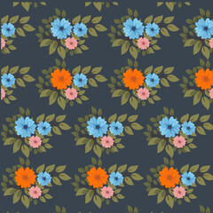 seamless pattern with colored flowers