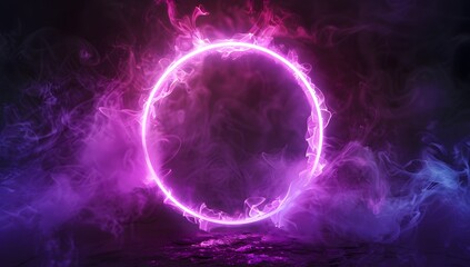 Naklejka premium Glowing Purple and Red Portal in the Dark