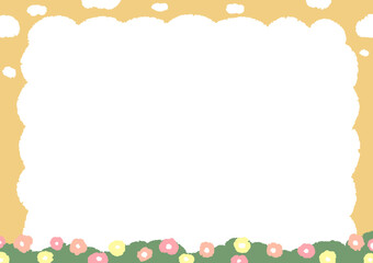 A cute frame with pastel-colored flowers and a scalloped edge.
