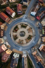 Fototapeta premium Miniature town model on a circular platform with houses and roads