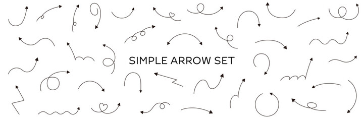 シンプルな矢印のベクターイラストセット　アイコン　やじるし　手書き