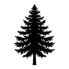 An illustration of a lone pine tree silhouette.