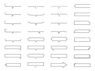 シンプルなフレームのベクターイラストセット　枠　吹き出し　線　線画