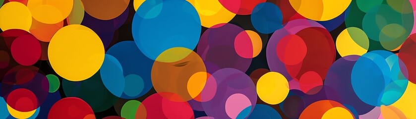 Obraz premium Overlapping colorful circles create a vibrant, playful abstract pattern with depth and dimension