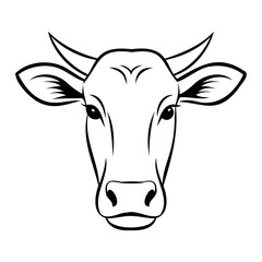 Outline style cow's head vector illustration