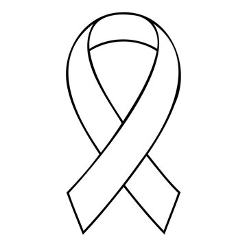 recommend clip art: A single awareness outline ribbon. Line drawing cancer ribbon vector illustration.
