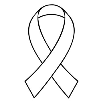 recommend clip art: A single awareness outline ribbon. Line drawing cancer ribbon vector illustration.