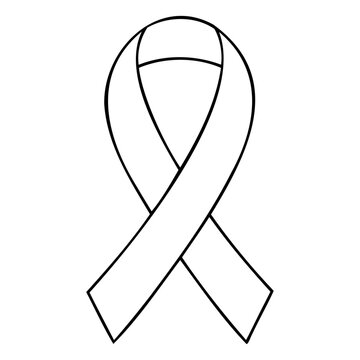 recommend clip art: A single awareness outline ribbon. Line drawing cancer ribbon vector illustration.