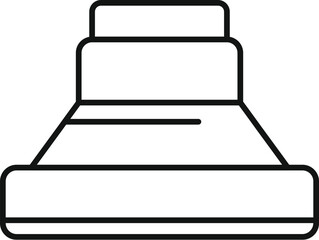 Comfortable double bed with two pillows standing in bedroom, outline linear icon