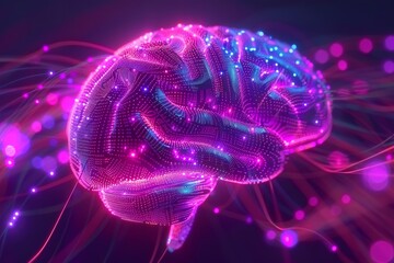 Glowing Brain with Neural Connections