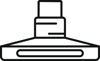 Simple black and white line drawing icon of a kitchen hood extracting smoke and removing cooking smells