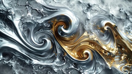 Liquid Metal Swirls - Develop a background with swirling liquid metal effects in silver and gold