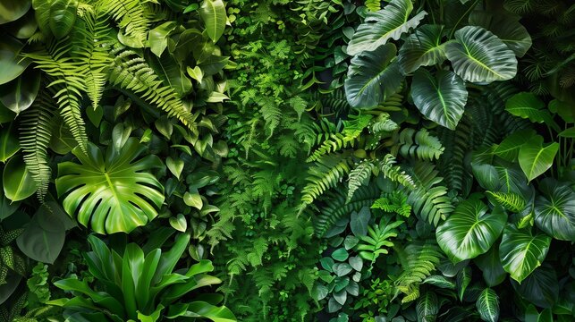 A lush vertical garden panel showcasing a diverse array of vibrant green plants, perfect for modern urban spaces and eco-friendly decor.