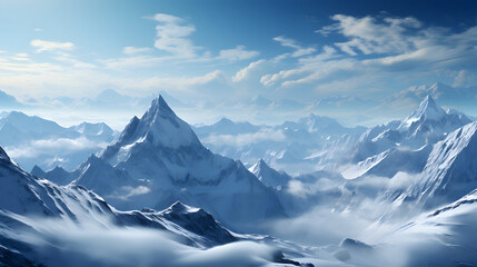 Obraz premium Alps snow mountain valley lake forest