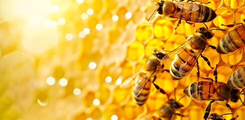 Bees Working Together in Their Hive