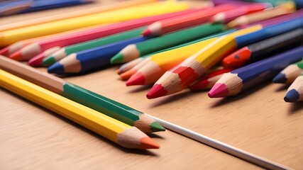 For an educational notion, close up a pencil or crayon in a primary school. AI-produced picture