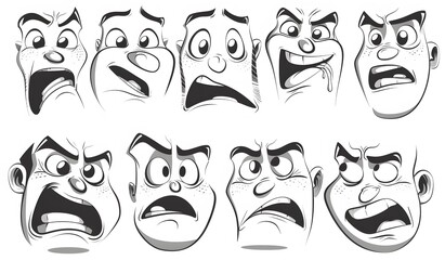 Cartoon faces showing different emotions