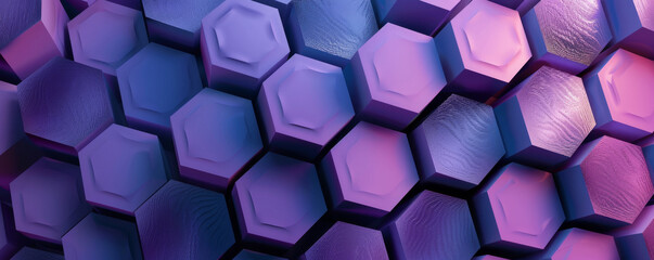 Abstract 3d hexagonal pattern in purple and